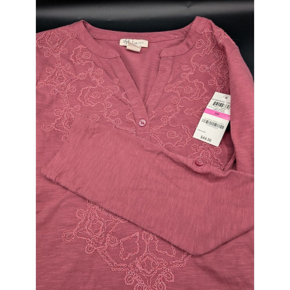 Style & Co. Raspberry Embroidered Shirt - Picture 7 of 10